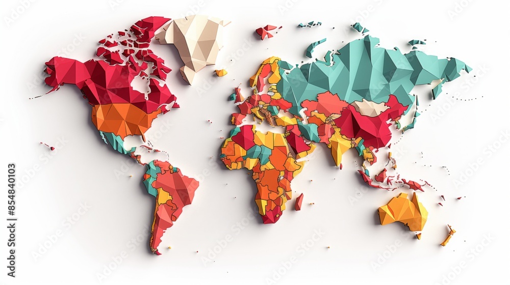 World map showing participating countries in different colors Stock ...