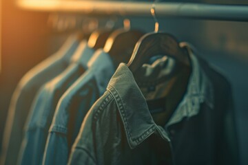 Poster - Row of clothes hanging on a rail