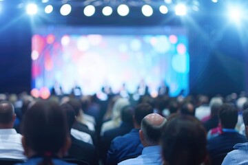 Poster - A crowd of people seated and waiting for a performance to begin