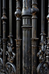Poster - Close-up shot of metal poles, great for industrial or construction themed projects