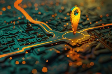 Aufkleber - Close-up shot of a circuit board with a single pin