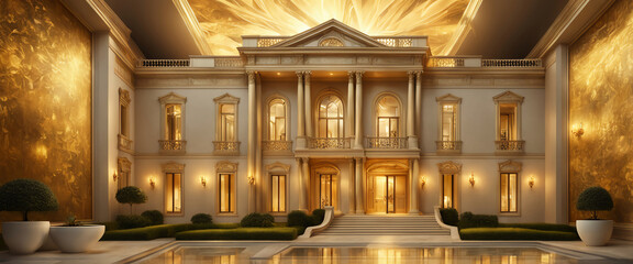 Wall Mural -  Gold real estate house investment property business on a golden background design. 