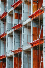 Poster - A construction site image showing a building under renovation with scaffolding on one side