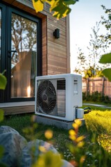 Aufkleber - A small air conditioner unit sitting outside a house