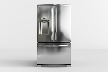 Aufkleber - A silver refrigerator freezer sitting on top of a kitchen counter, ready for use