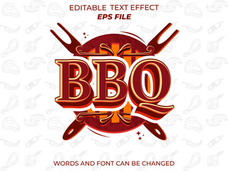 Poster - bbq text effect, font editable, typography, 3d text. vector template