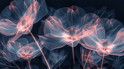 Wall Mural - A close up of a bouquet of flowers with a pink and blue hue