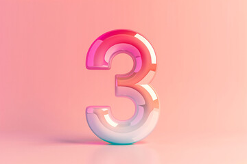 Poster - 3d number 3, 3D rendering, anniversary birthday party celebration countdown concept illustration
