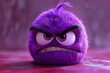 © Georgii - Purple cartoon face with angry expression against pink background