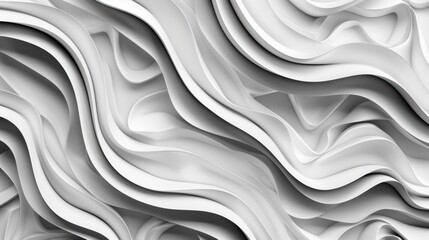 Wall Mural - A white and black abstract painting with a wave pattern