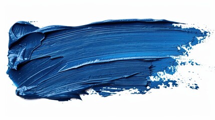 Wall Mural - Close-up view of a blue paintbrush stroke on white background