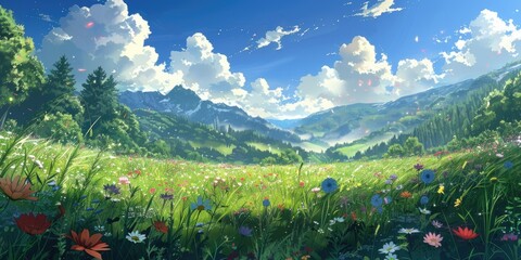 Wall Mural - Anime Serene Meadow