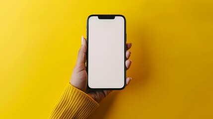 Woman using mobile phone and touching screen with finger, mockup for app design