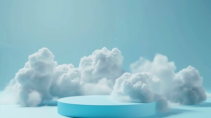 Blue sky cloud podium product display