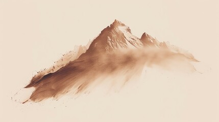 Wall Mural - An abstract image of a mountain range with a hazy, watercolor-like effect.