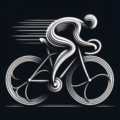 AI Generate of Speeding Cyclist in Elegant Style with Minimal Geometric Form. Vector, Logo, Symbol. Businesses related to nature, vacational resort, travelling, tourism fashion, etc.