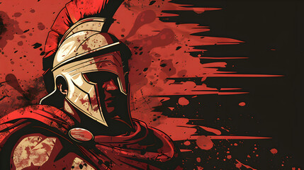 Sticker - A determined Spartan warrior with a scarred face, illustration.


