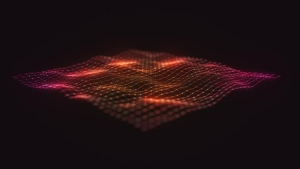 Poster - Abstract Colorful Mesh Grid Background/ Animation of an abstract glowing mesh surface waving with depth of field blur
