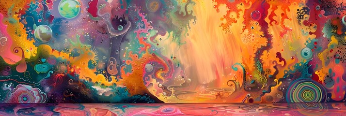 Fototapete - Abstract Vibrant Cosmic Swirls of Colorful Digital Art