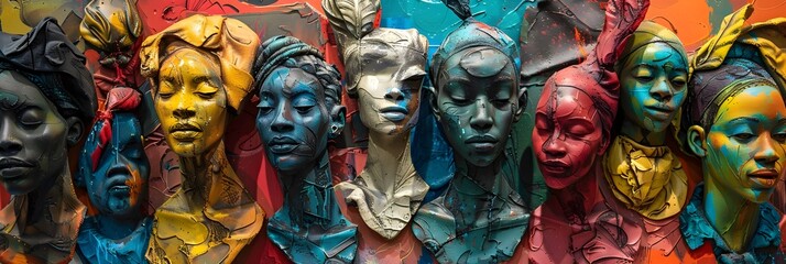 Poster - Captivating Chromatic Convergence Vibrant Faces Boundless Imagination