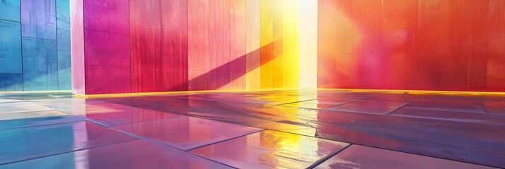 Leinwandbilder - Captivating Chromatic Kaleidoscope of Geometric Luminance and Prismatic Symmetry in a Modern Architectural Composition