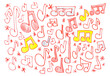 © dule964 - Grunge hand draw shape colorful music notes, icons isolated on white, red marker