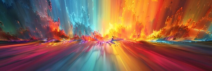 Fototapete - Captivating Cosmic Landscape with Vibrant Energy Streams and Chromatic Lighting Effects