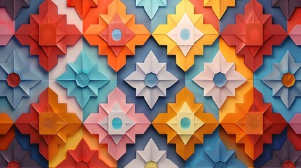 Poster - Captivating Geometric Kaleidoscope of Vibrant Origami Inspired Shapes
