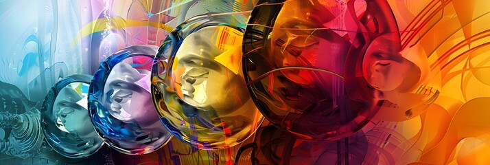 Poster - Captivating Kaleidoscope of Vibrant Colors Shapes and Reflections Evoking a Dreamlike and Futuristic Atmosphere