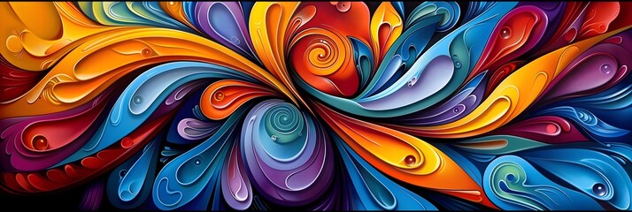 Aufkleber - Colorful Abstract Swirling Patterns and Fluid Shapes in a Dynamic and Visually Striking Composition