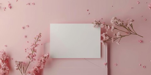 Wall Mural - Invitation card mockup with empty paper blank decoration