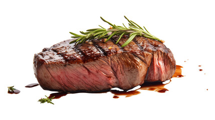 grilled beef steak garnished with rosemary, png