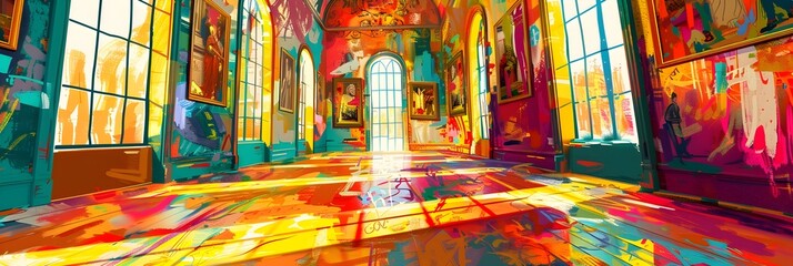 Leinwandbilder - Kaleidoscopic Cathedral of Captivating Chromatic Splendor A Transcendent Architectural Masterpiece of Light Symmetry and Ethereal Beauty