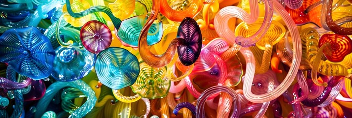 Leinwandbilder - Kaleidoscopic Wonderland of Vibrant Glass Sculptures Igniting the Senses