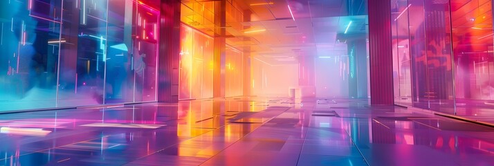 Leinwandbilder - Luminous Architectural Corridor in Futuristic Aesthetic