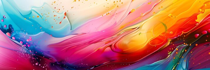 Fototapete - Mesmerizing Abstract Fluid Painting with Vibrant Swirls and Explosions of Color