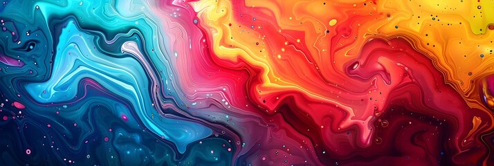 Aufkleber - Mesmerizing Fluid Iridescent Waves of Vibrant Abstract Colors and Ethereal Luminescent Textures