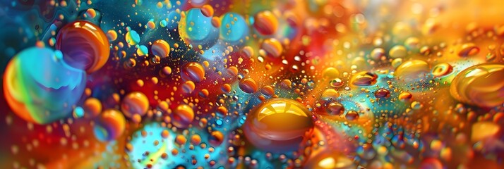 Aufkleber - Mesmerizing Kaleidoscope of Vibrant Liquid Swirls and Iridescent Bubbles