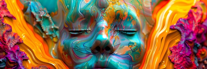 Fototapete - Mesmerizing Kaleidoscopic Explosion of Vibrant Colors in a Surreal Ethereal and Dreamlike Digital Composition