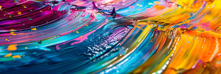 Poster - mesmerizing swirls of vibrant colors and iridescent fluidity an abstract digital painting showcasing