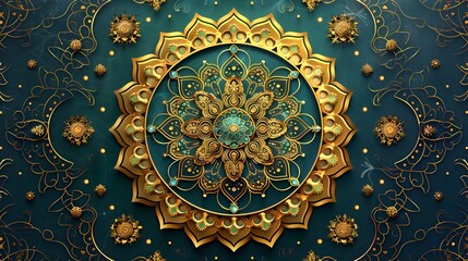Aufkleber - Ornate Mandala Mosaic in Jewel Toned Shades Exuding Ethereal Beauty and Mystical Enchantment