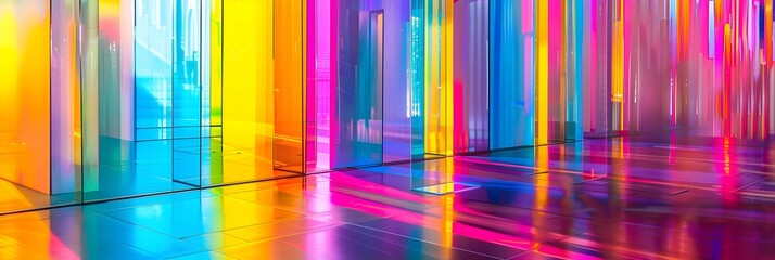 Poster - Prismatic Kaleidoscope of Vibrant Geometric Reflections and Refractions