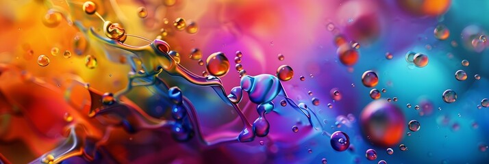 Poster - Splashing Liquid Droplets in a Vibrant Colorful Abstract Art Composition