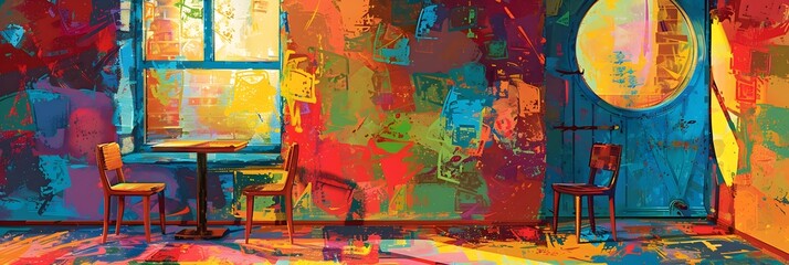Poster - Vibrant Abstract Artwork with Expressive Brushstrokes and Captivating Color Composition