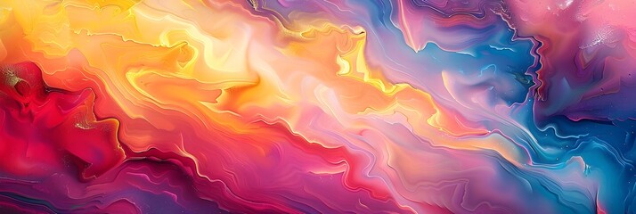 Leinwandbilder - Vibrant Abstract Digital Painting with Flowing Prismatic Gradients and Ethereal Energy
