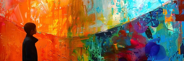 Aufkleber - Vibrant Abstract Expressionist Painting Capturing the Essence of Emotion and Creativity