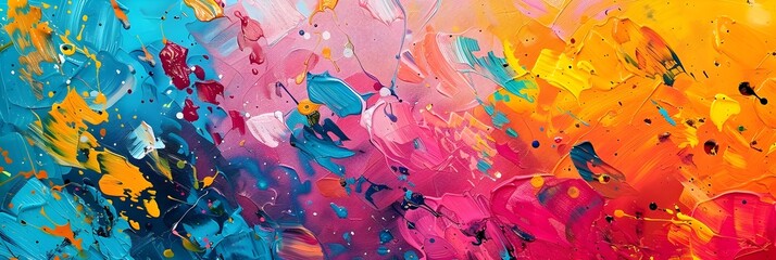 Aufkleber - Vibrant Abstract Expressionist Painting with Dynamic Colorful Splatter and Brush Strokes