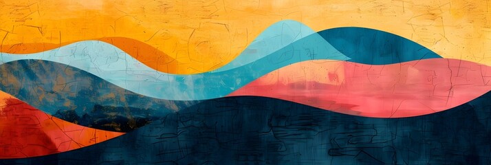 Aufkleber - Vibrant Abstract Mountainscape with Mesmerizing Skyscape at Sunset or Sunrise
