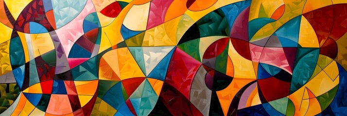 Poster - Vibrant Abstract Mosaic of Geometric Shapes and Kaleidoscopic Colors Showcasing a Stunning Digital Art Masterpiece with Captivating Visuals and a