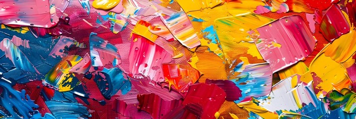 Poster - Vibrant Abstract Painting with Energetic Brush Strokes and Bold Color Palette